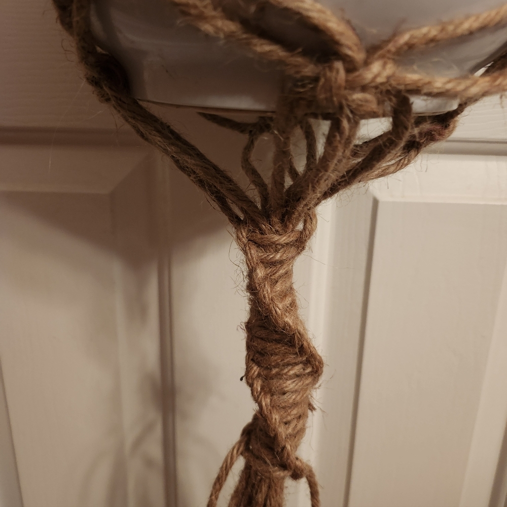 Natural Jute Boho Hanging Macrame Planter Handcrafted Ceramic Beads - Picture 5 of 5